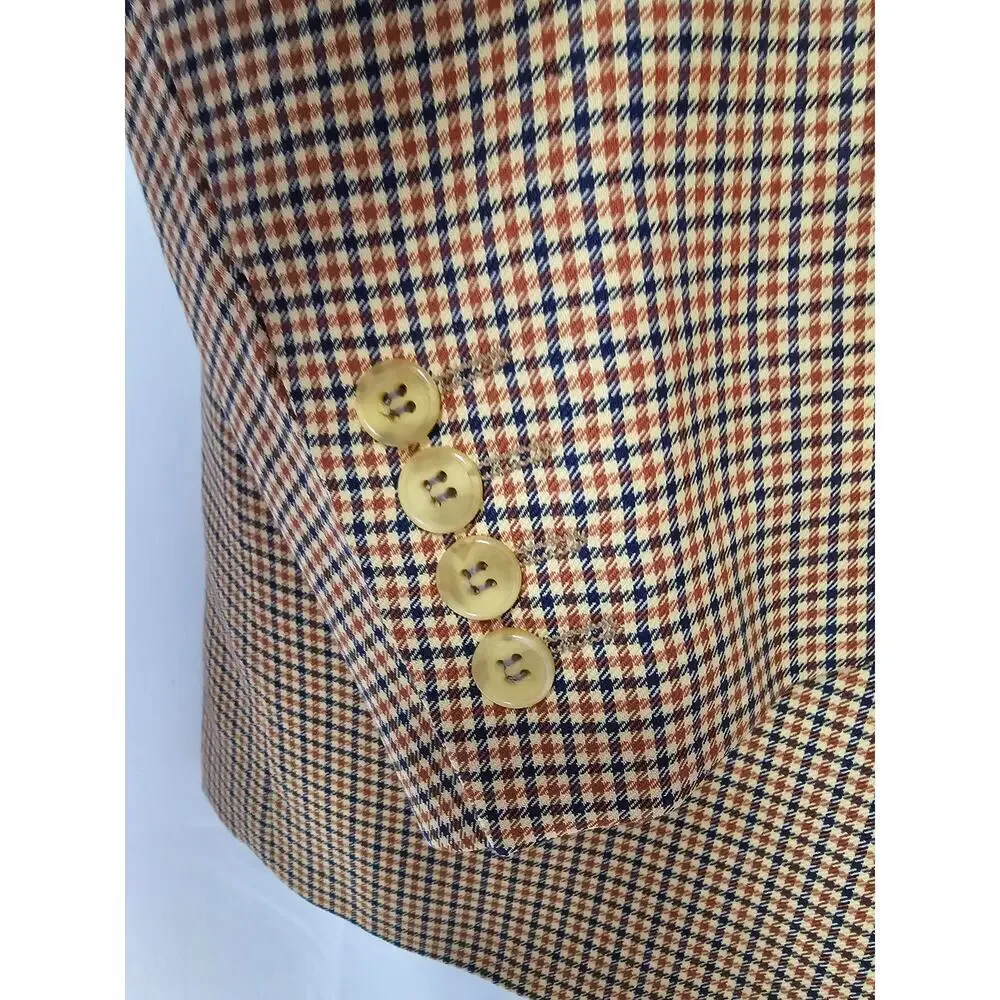 Vintage Christian Dior Monsieur Checkered Blazer Jacket Wool Silk Size L Men's